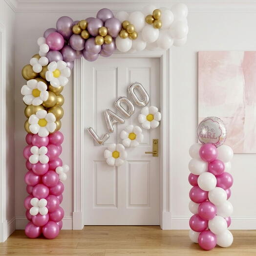 Fuchsia Gold Luxe Balloon Arch – Elegant Celebration Setup (123 pcs)