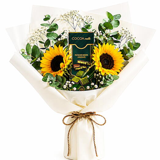 Sunflower   Dubai Chocolate Gift Bouquet