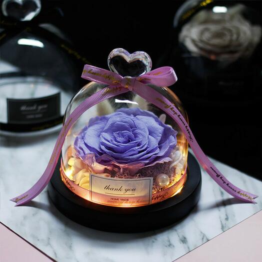 Designer Purple Preserved Rose with Box