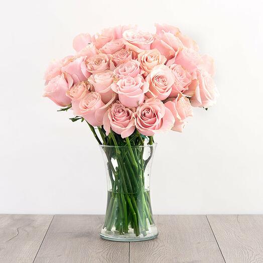 Flamingo roses glass vase