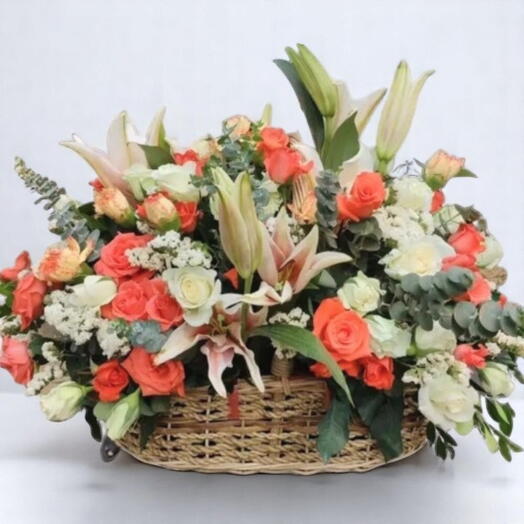 Elegant flowers in a basket