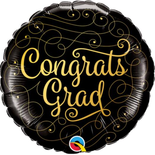 Congrats Grad Gold Doodles Single Foil Balloon