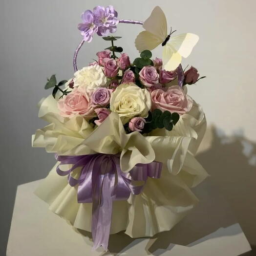 Mini Hamper Hand crafted Mixed Flowers Bouquet