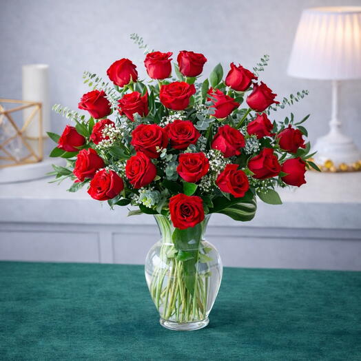 Ruby Grandeur – 51 Red Roses Vase