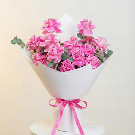 Розовая преданность- букет розовых роз
