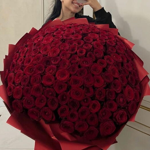 Bouquet de luxe XXL de 200 roses rouges