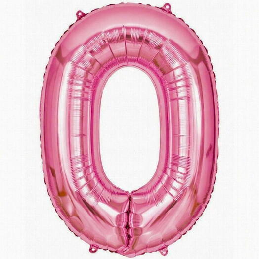Розовый фольгированный шар-цифра 0 (наполнен гелием)
