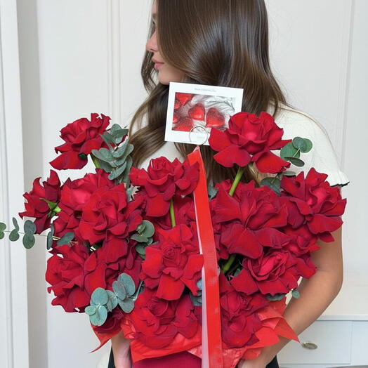 Caja de flores con rosas Euro Plus V117plus