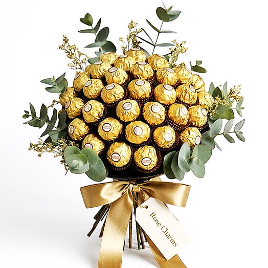 Ramo de bombones Ferrero Rocher Premium de 41 piezas, regalo de lujo para ella/él.