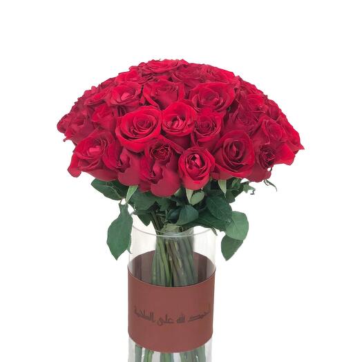 Red flowers with vase