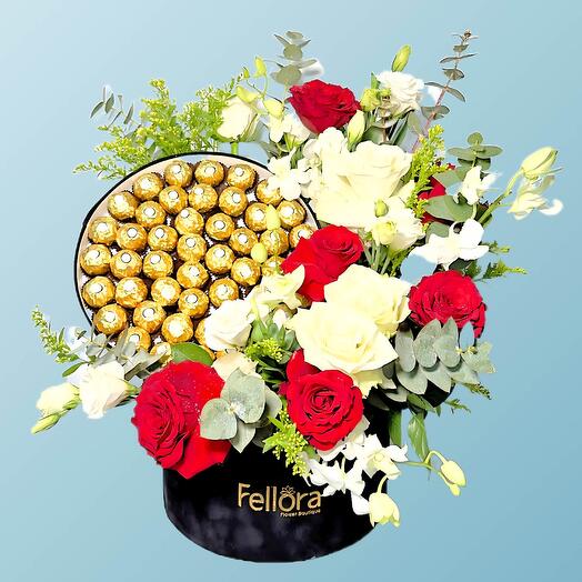 Fleurs dans une boîte avec fererro-1035