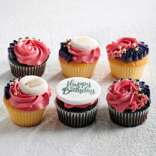 Цветочные капкейки на день рождения (6 шт.)