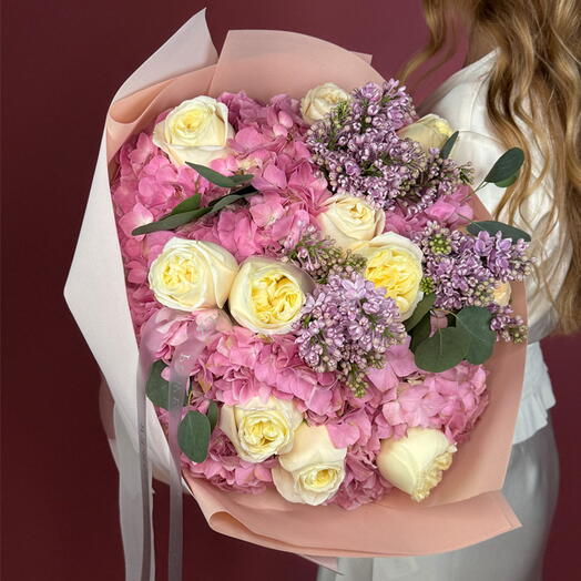 Sassy: Bouquet of Hydrangea, Liliac, Syringa and Roses