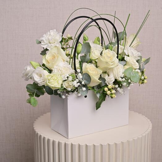 White Floral Bag  6933