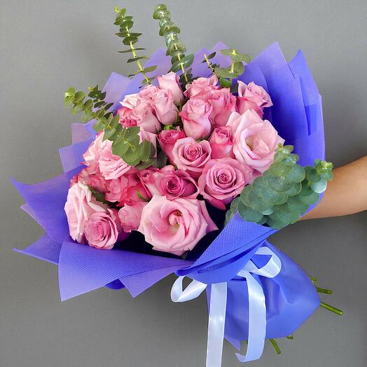 Purple n Pink Roses Bouquet