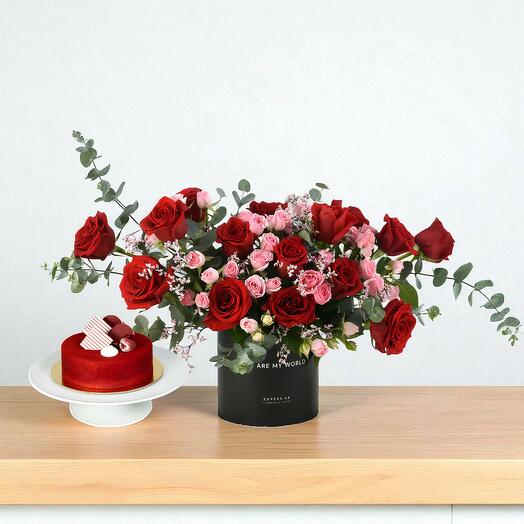 Majestic Roses Box   Red Velvet Cake