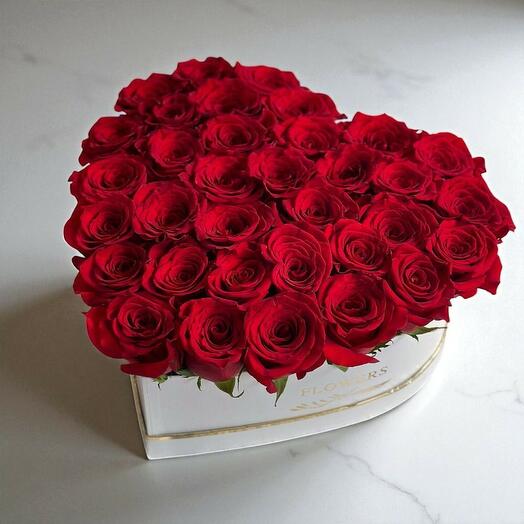 Heart-shaped box of roses