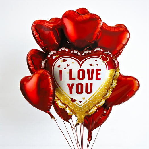 I Love You Foil Balloon Set | 9 Helium Balloons for Romantic Celebrations