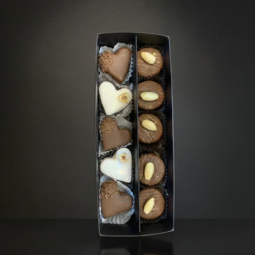 Маленькая подарочная коробка с шоколадом (10 шт.) - однотонная