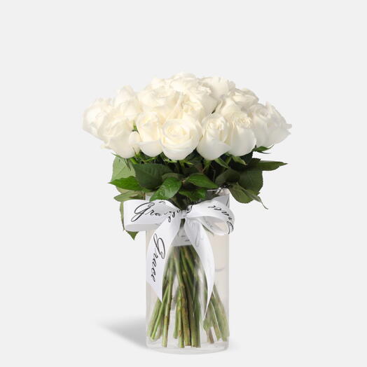 White Roses in Vase