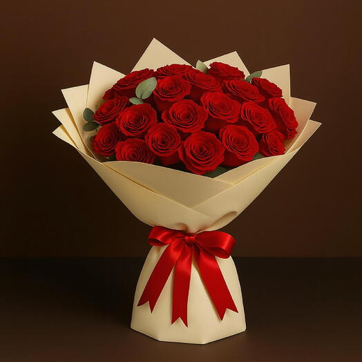 Cream Bliss Rose Bouquet (21 Roses)