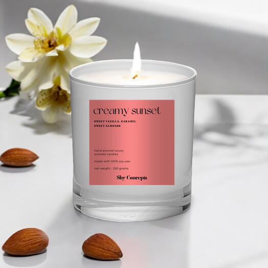Кремовый закат - роскошная ароматическая свеча (белая)