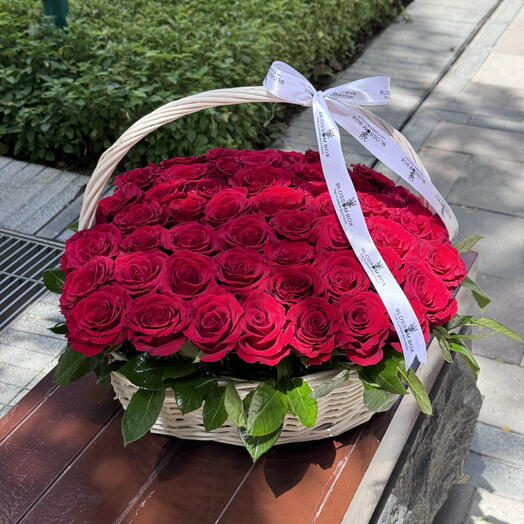 Red Roses in Basket