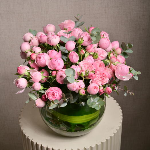 15 роз Mansfield Park в вазе-аквариуме  6206