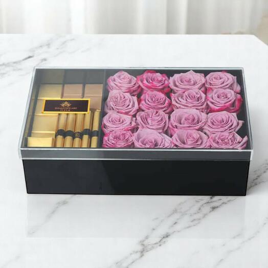 Luxury Purple Roses and Chocolates Gift Box – Elegant Floral   Gourmet Surprise