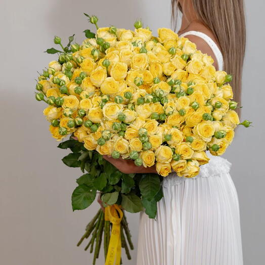 Bouquet de 51 roses spray jaunes