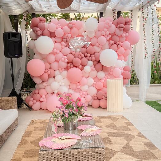 Pink balloon wall