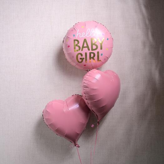 Hello Baby Girl Pink Foil Balloon Set  7001