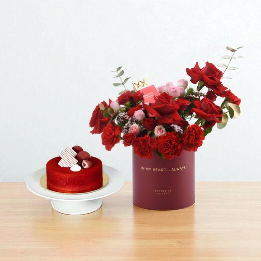 Подарочная коробка Навсегда в моём сердце – розы, оуд   торт