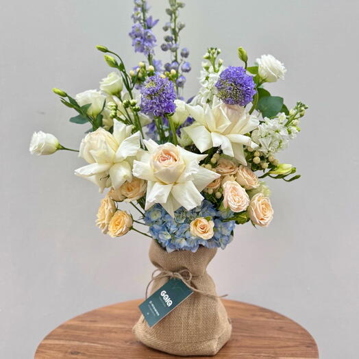 Premium Mediterranean Breeze Blue and Peach Bloom