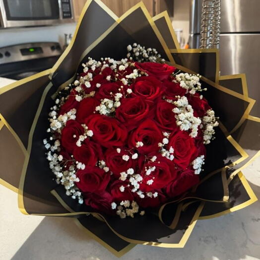 Ramo lujoso de 20 rosas rojas