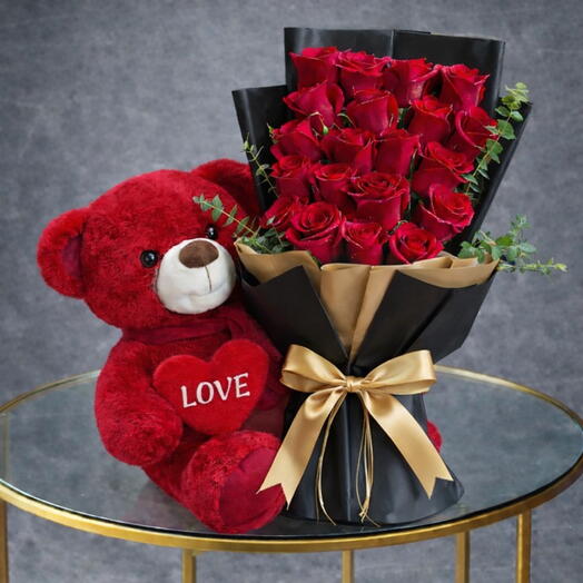 Red Rose   Teddy Set