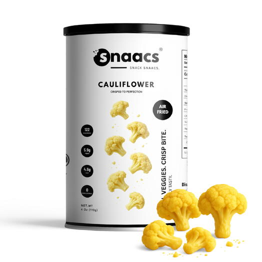 SNAACS Crispy Cauliflower | Light, Savory   Crunchy | Air-Fried Vegetable Snack - 4 oz | 113 g