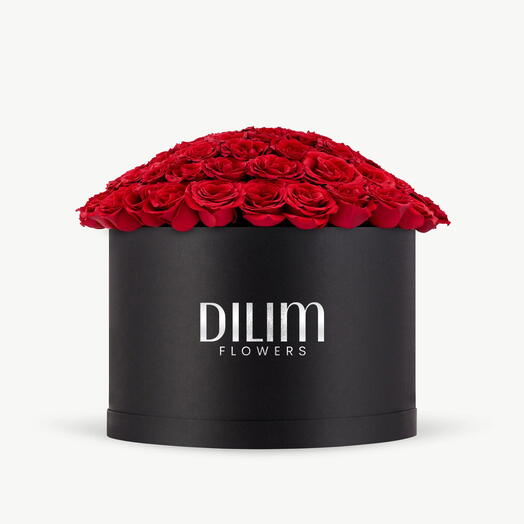 Большая коробка красных роз