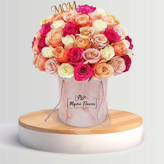 Luxury Rose Flower Box with MOM On Top