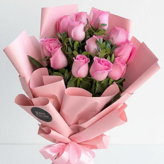 11 Pink Roses Bouquet