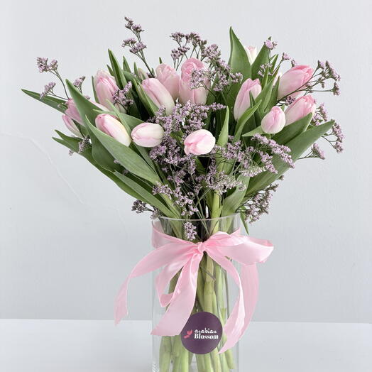 Blush Pink Tulips Vase