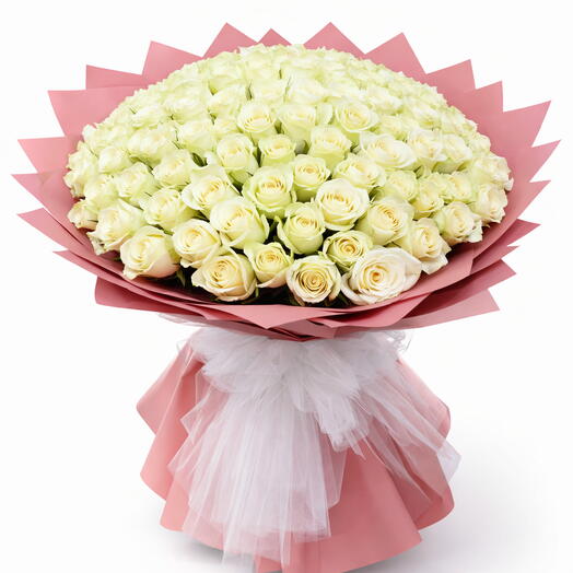 101 white roses bouquet