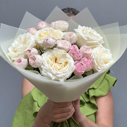 Romantic bouquet with piony rose