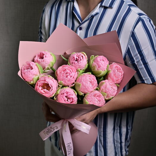 Букет из 11 тюльпанов Strawberry Cream 6587