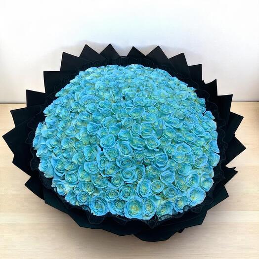 Роскошный букет из 101 розы цвета тиффани – Очень большая романтическая цветочная композиция