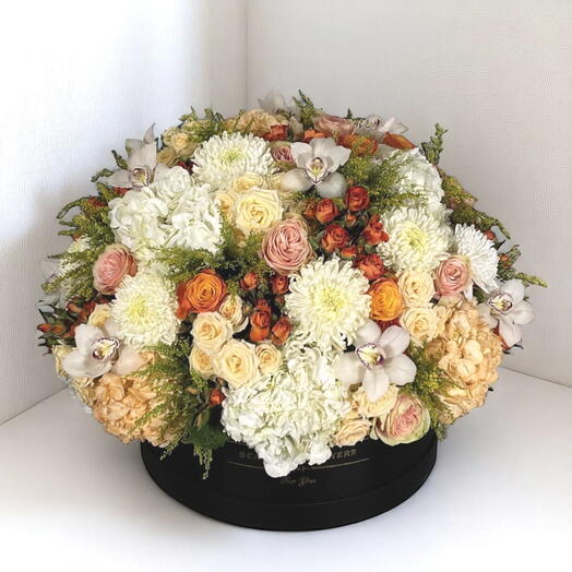 Sunshine Box: Fresh Cream White, Orange, and Yellow Flowers Mix