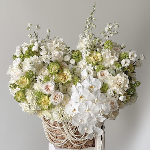 «Garden» basket (size XL) — orchid, Veggie rose, delphinium, Ohara rose