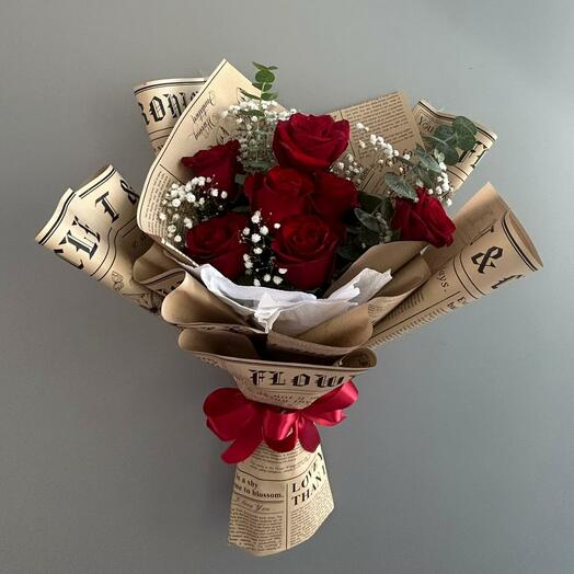 Ramo vintage de rosas rojas