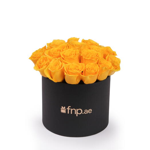 Sunshine Yellow Roses in Black Box