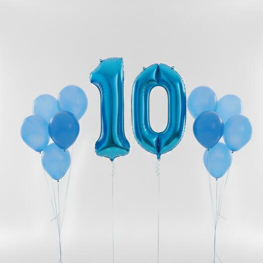 Happy Birthday Blue Number Ten Balloon Set – 40 Inch